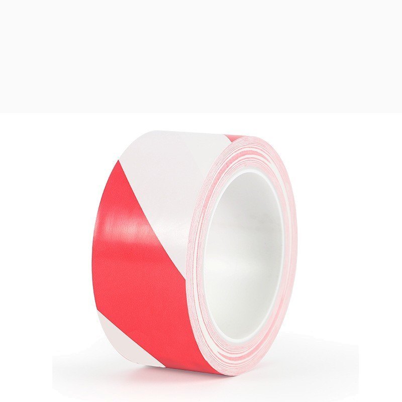 PVC vinyl floor marking tape in red and white diagonal stripe, 0.13 mm