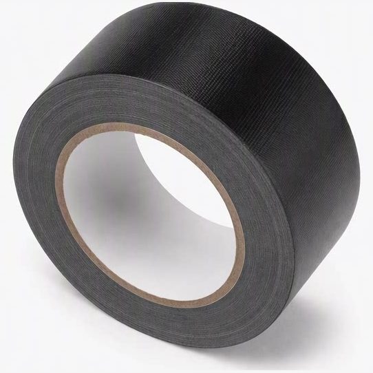 Low-Gloss black gaffer tape roll, angled view